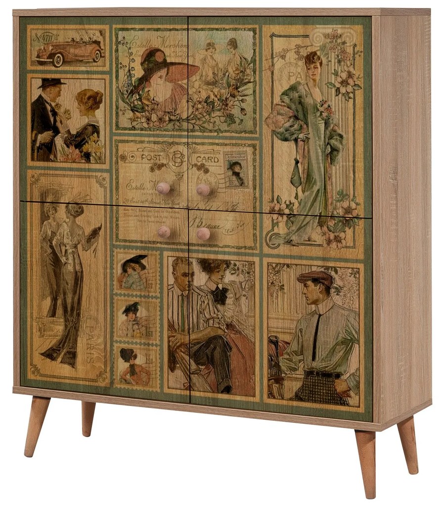 Mobilier pentru hol Maluxe 732 (Stejar sonoma + Verde). 1089064