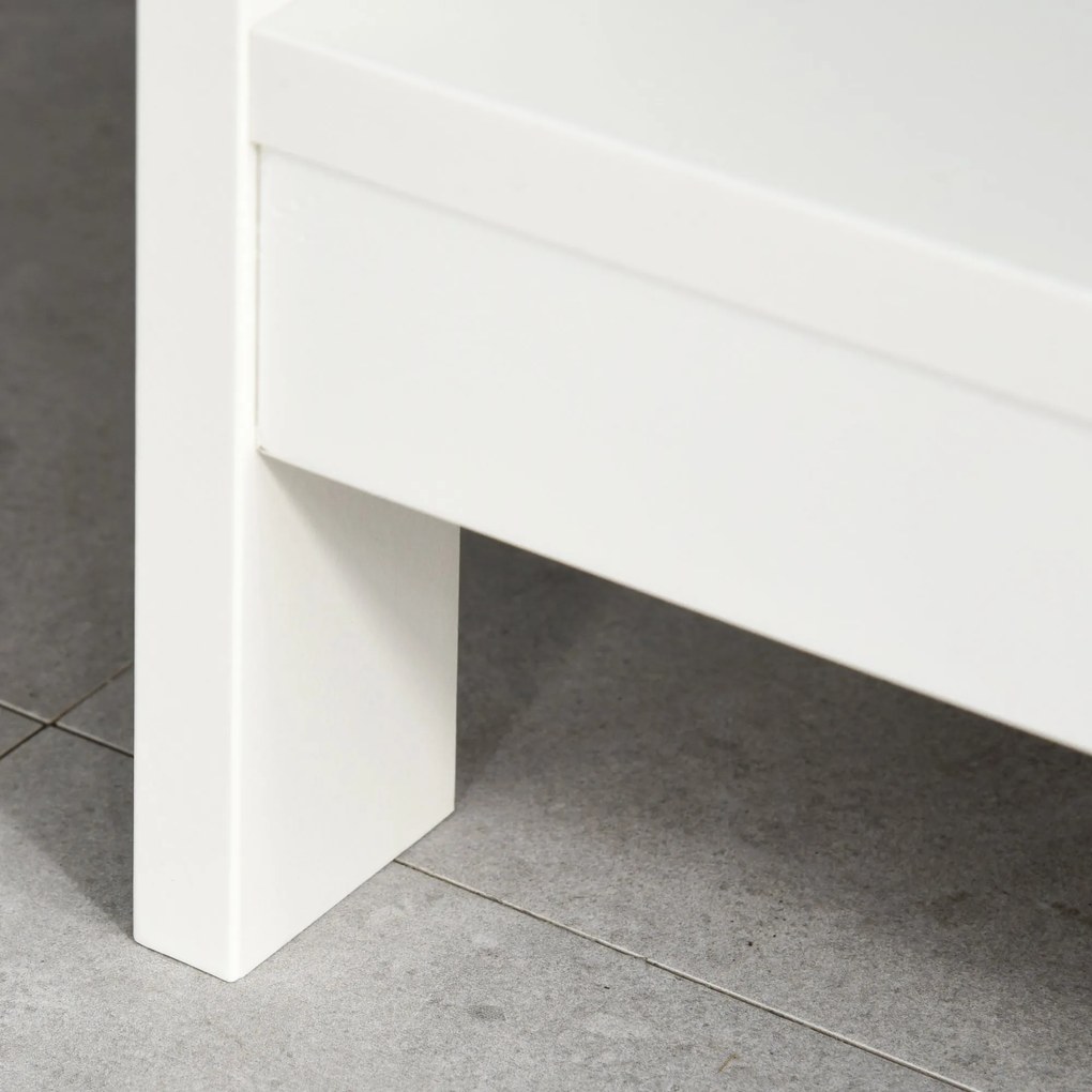 HOMCOM Consolă, cu 2 Sertare și Rafturi Reglabile, Design Modern, Structură Solidă cu Sistem Anti-Răsturnare, 100x30.5x80 cm, Albă | Aosom Romania