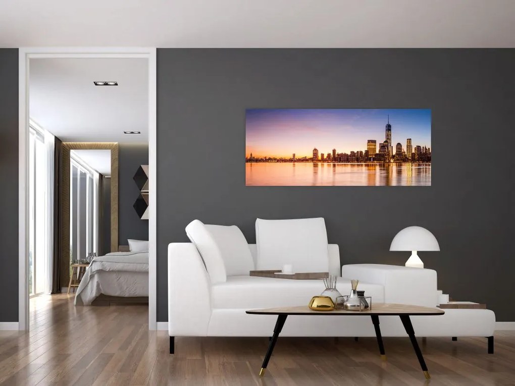 Tablou cu oraș în apus de soare (120x50 cm)