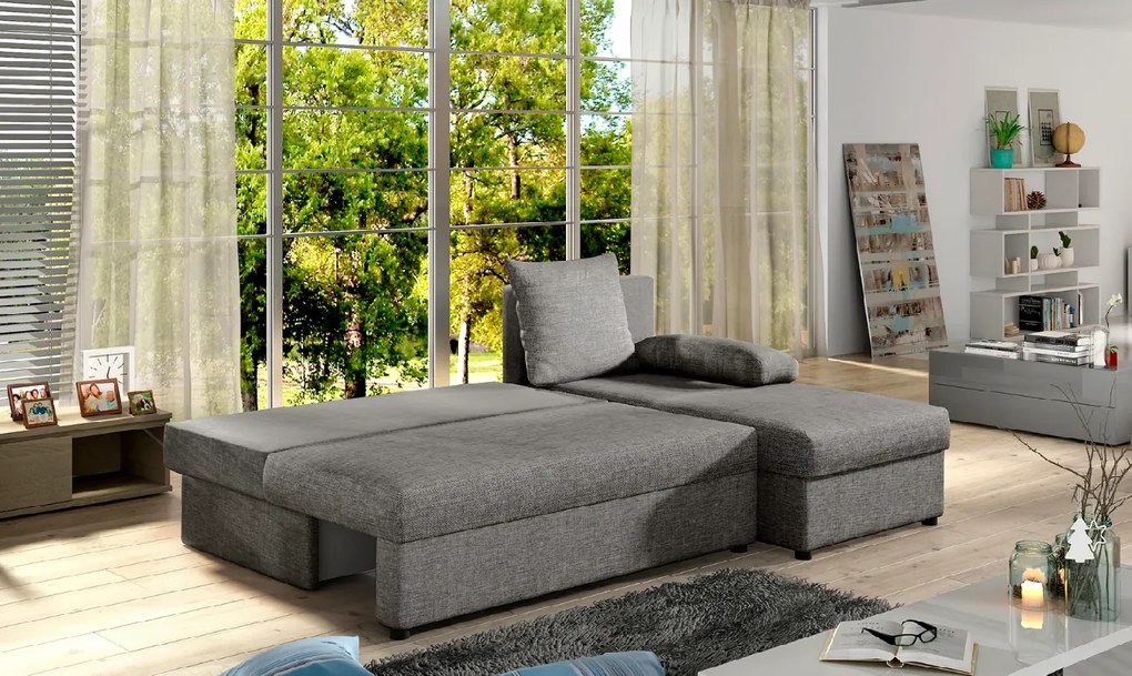 OFERTA Canapea de colt extensibila gri GINO, reversibila II. calitate