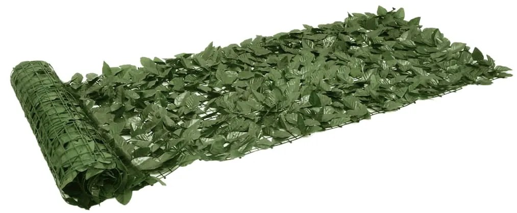 vidaXL Paravan de balcon cu frunze verde închis, 200x75 cm