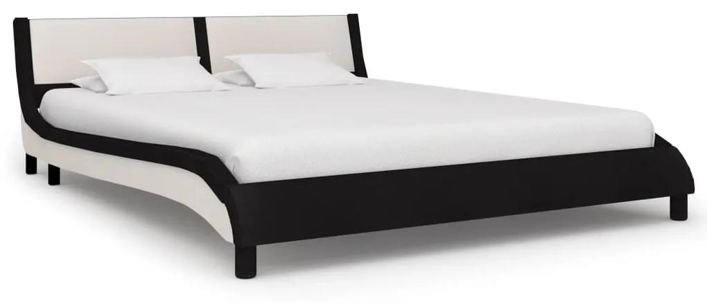 280457 vidaXL Cadru de pat, negru și alb, 150x200 cm, piele ecologică