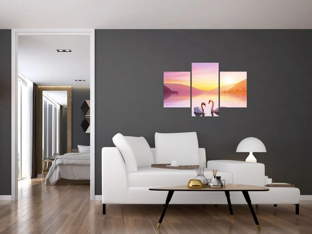 Tablou - Lebăde îndrăgostite (90x60 cm)