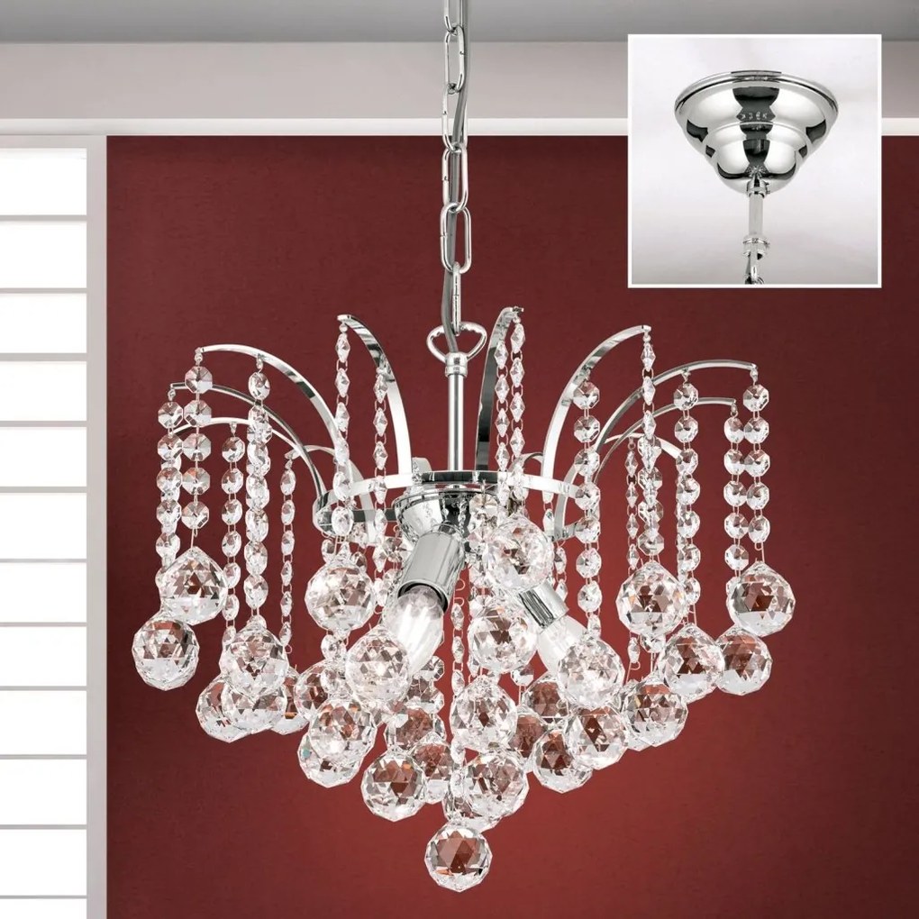 Candelabru cristal Asfour design lux KRISTALL KLASSISCH 3L chrome plated/clear