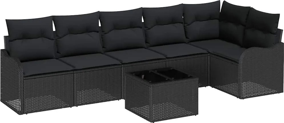 vidaXL Set de canapele pentru grădină cu pernă 7 pcs Bej Rattan poli