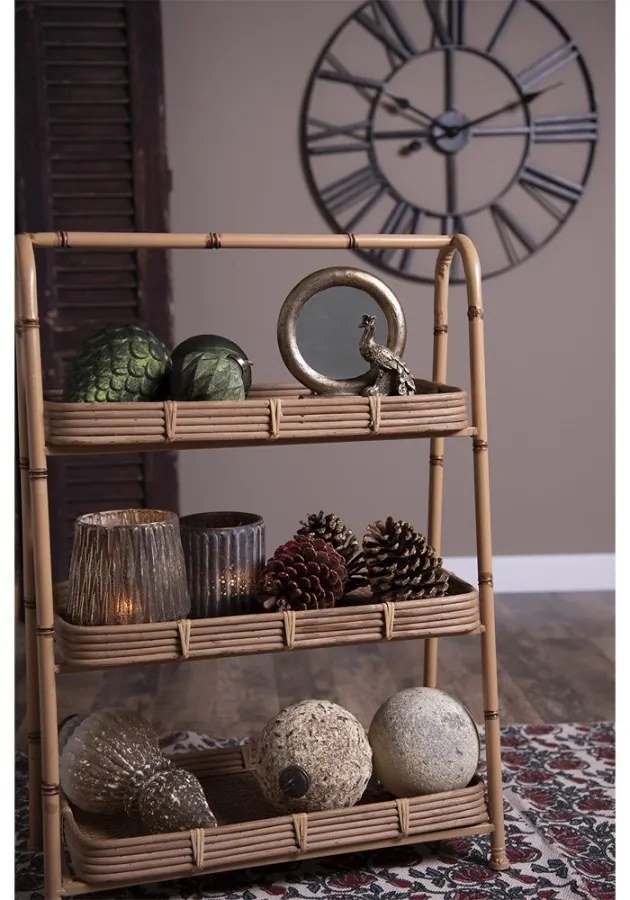 Etajera natur, din rattan, cu 3 rafturi, Naturelle