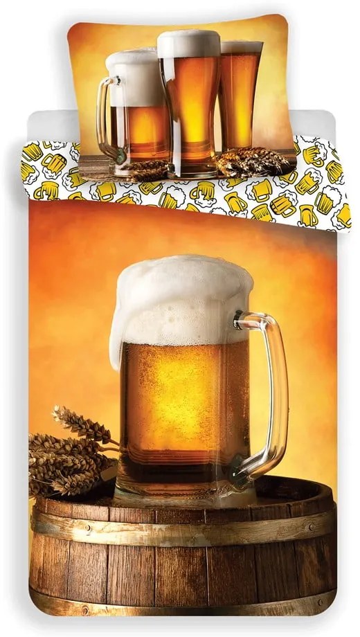 Lenjerie de pat chihlimbar din bumbac pentru pat de o persoană 140x200 cm Beer – Jerry Fabrics