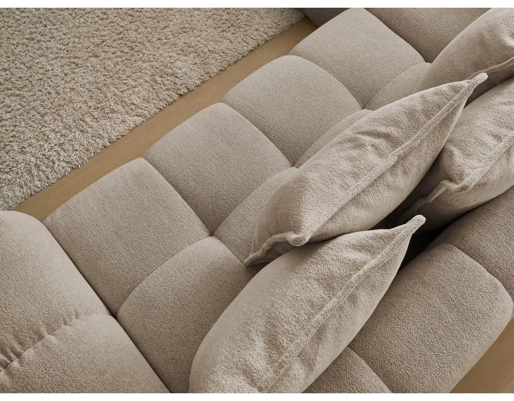 Colțar taupe extensibil/cu spațiu de depozitare cu tapițerie din chenille (cu colț pe partea stângă/în formă de ”L”) Everest – Bobochic Paris