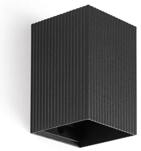 Aplica perete aluminiu striat negru, 1xGU10, LUNE square