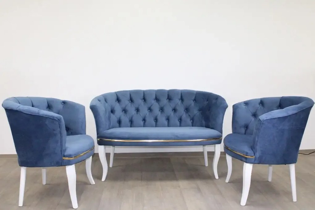 Set canapea Milano Relax 2+1, Homs textil albastru