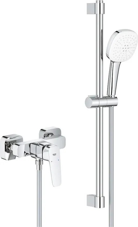 Baterie dus Grohe Cubeo finisaj crom lucios cu set de dus si para cu 2 functii