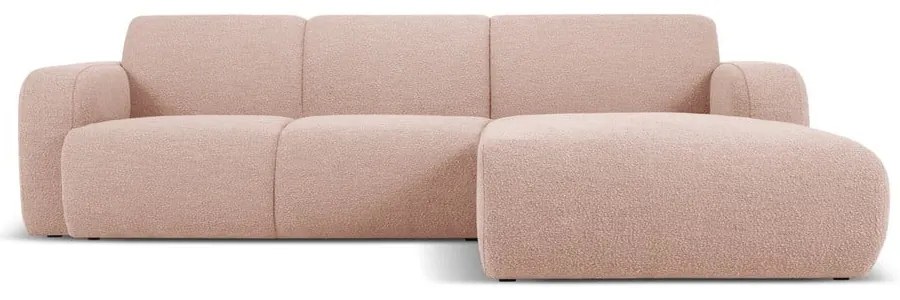 Colțar roz cu tapițerie din stofă bouclé (colț dreapta) Molino – Micadoni Home