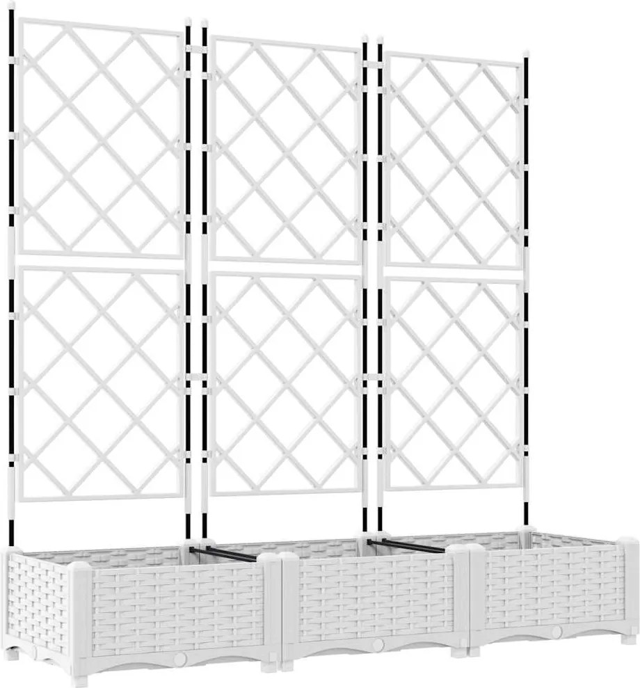 vidaXL Vază pentru Grădină 3 pcs Alb 120 x 40 x 125,5 cm Oțel