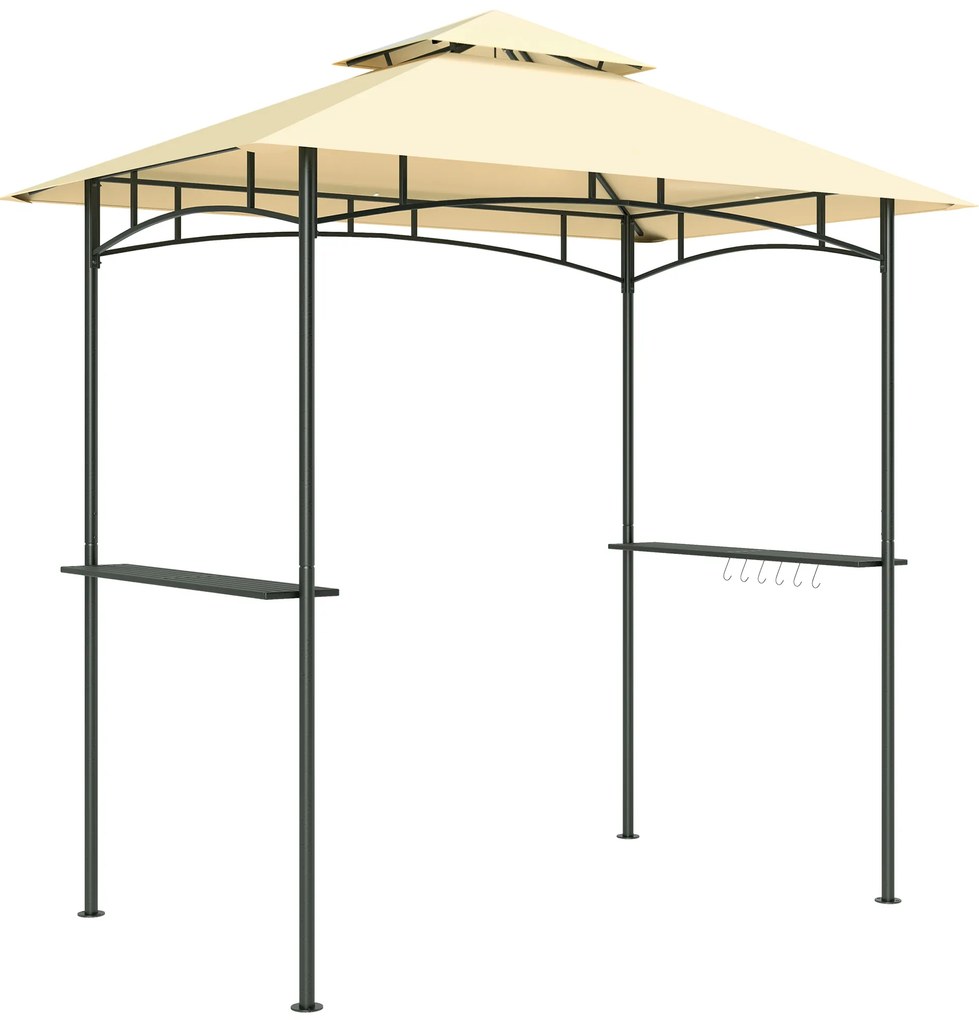 Outsunny Grillpavillon cu LED 240 x 150 x 258 cm rezistent la apă, ignifug, Pavilion de grădină cu acoperiș dublu | Aosom Romania