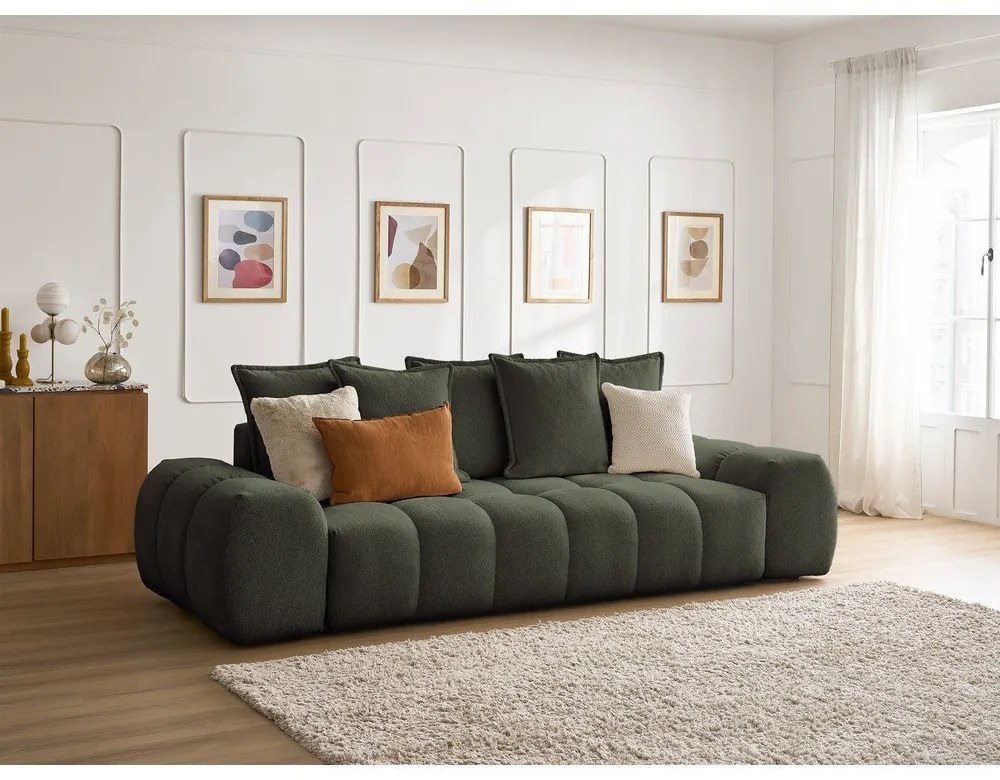 Canapea verde cu tapițerie din chenille 278 cm Everest – Bobochic Paris