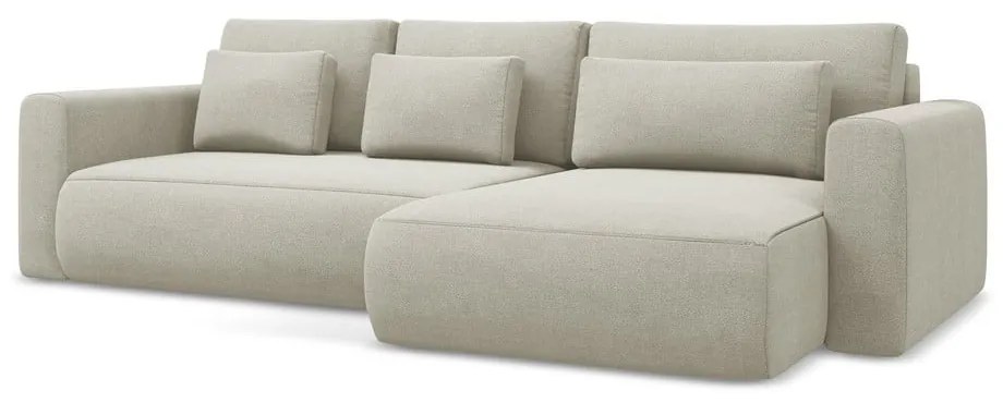 Colțar bej extensibil/cu spațiu de depozitare (cu colț pe partea dreaptă/cu șezlong) Kapua – Makamii