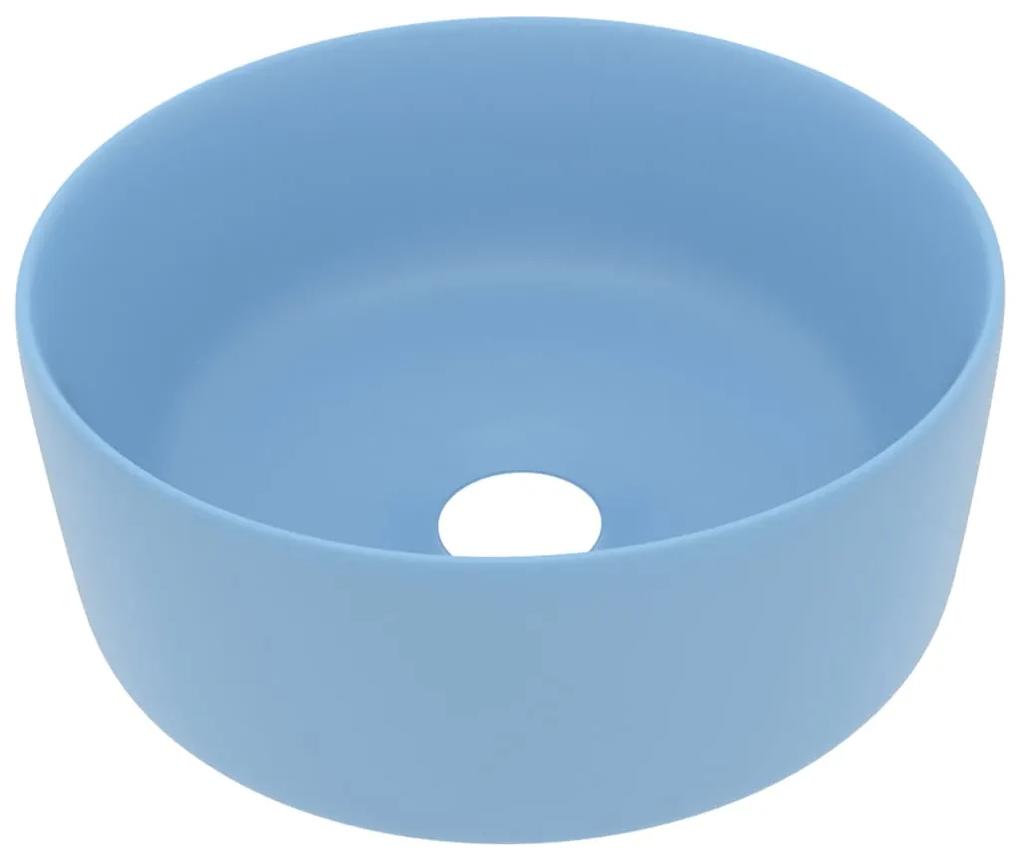 Chiuveta baie lux albastru deschis mat 40x15 cm ceramica rotund matte light blue