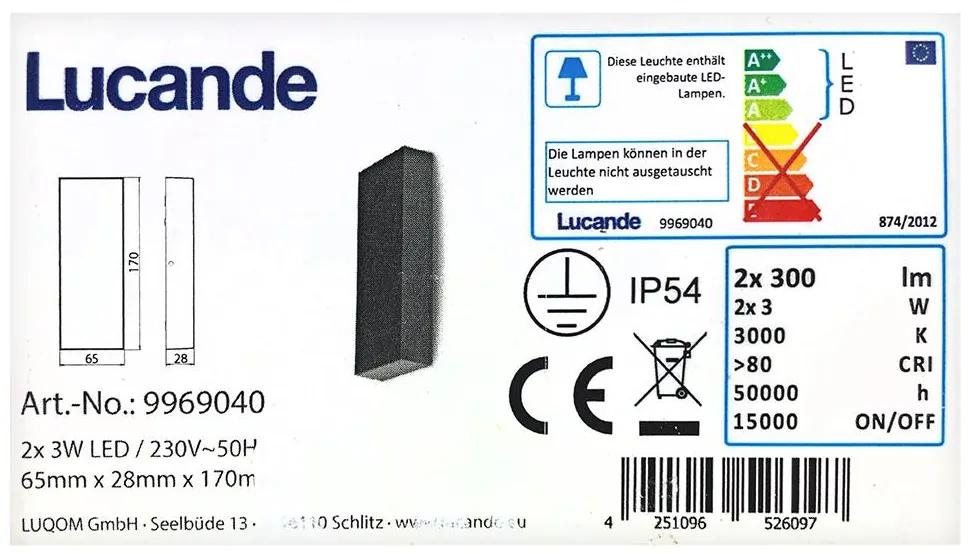 Aplică LED de exterior CORDA 2xLED/3W/230V IP54 Lucande
