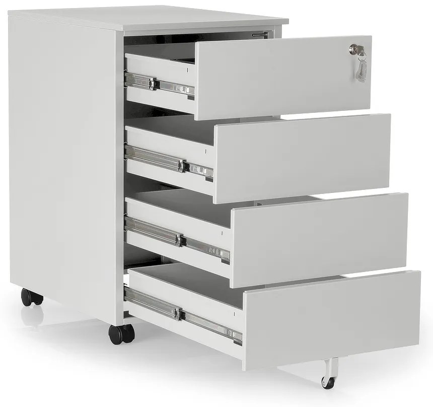 Comodă metalică 40 x 50 x 66,5 cm - 4 sertare, gri - ral 7035