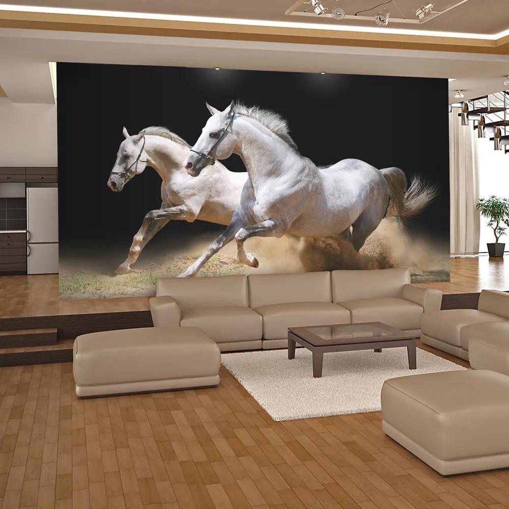 Fototapet Bimago - Galloping horses on the sand + Adeziv gratuit 200x154 cm
