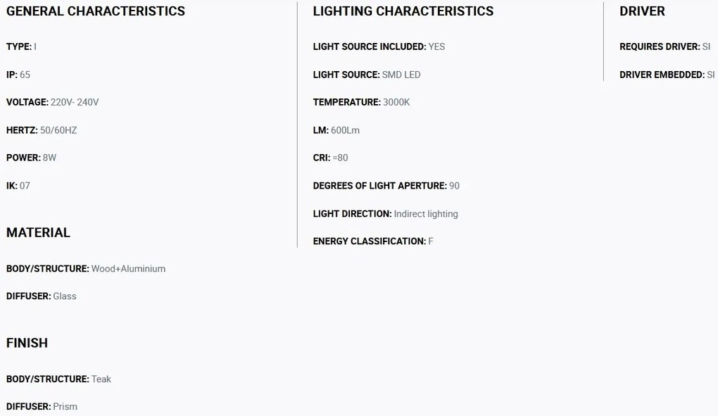 Aplica LED de exterior ambientala design modern IP65 LAKO lemn