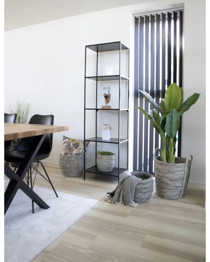 Raft Vita cu 5 rafturi, negru, cu cadru negru, 51x36x170 cm