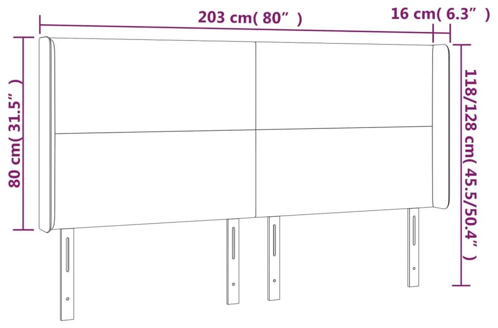 Tablie de pat cu aripioare, crem, 203x16x118 128 cm, textil 1, Crem, 203 x 16 x 118 128 cm