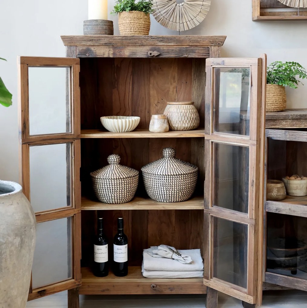Vitrina din lemn reciclat, cu aspect vintage, Grimaud - Ava