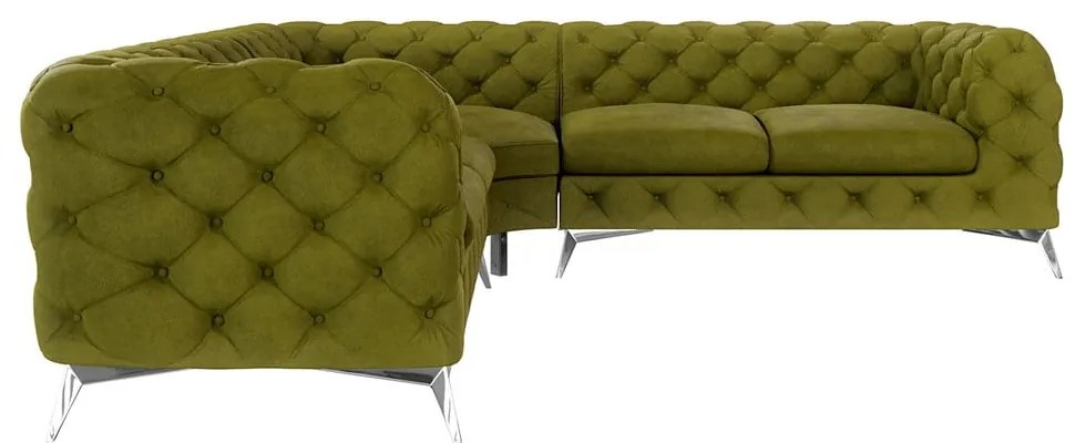 Colțar verde cu tapițerie din catifea Chelsea – Ropez