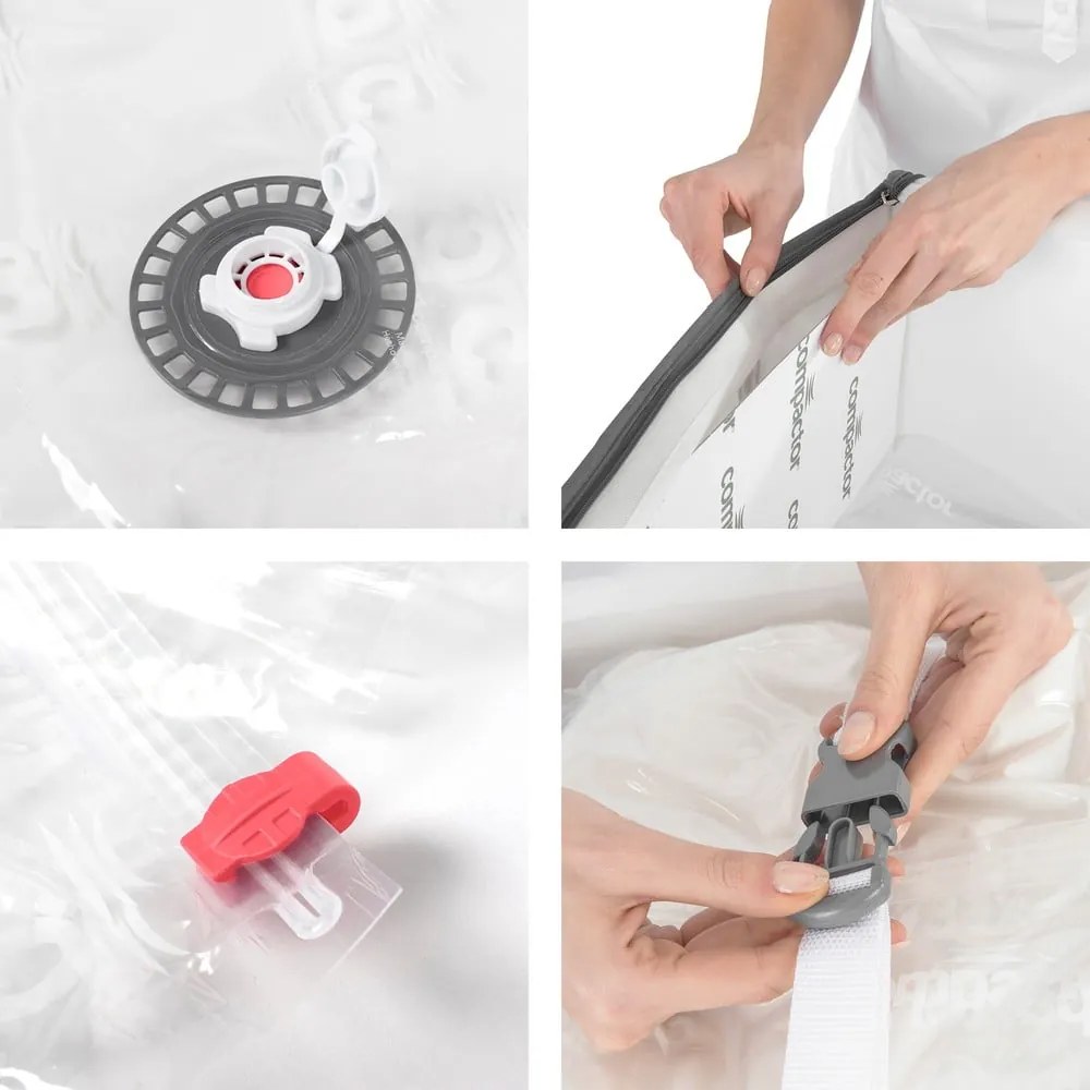 Cutii de depozitare sub pat 2 buc. din material textil/din plastic cu vacuum 105x45x15,5 cm Life – Compactor