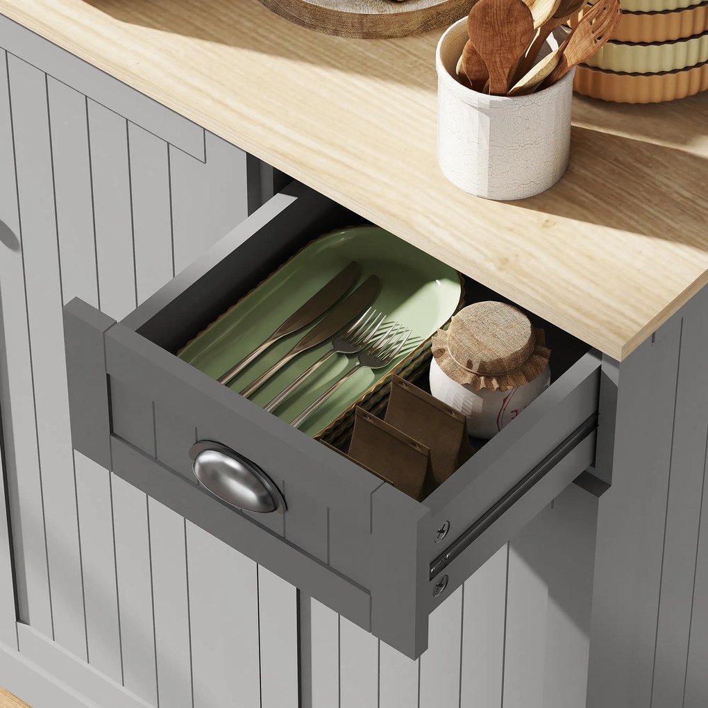 HOMCOM Dulap de Bucătărie cu Spațiu de Depozitare, 71" Alb | Aosom Romania