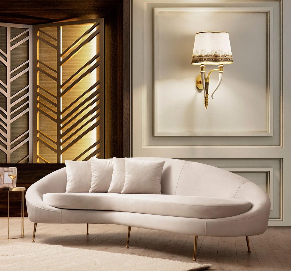 Canapea Fixa cu 3 locuri Eses Stanga - Dreapta, Bej, 255 x 85 x 120 cm