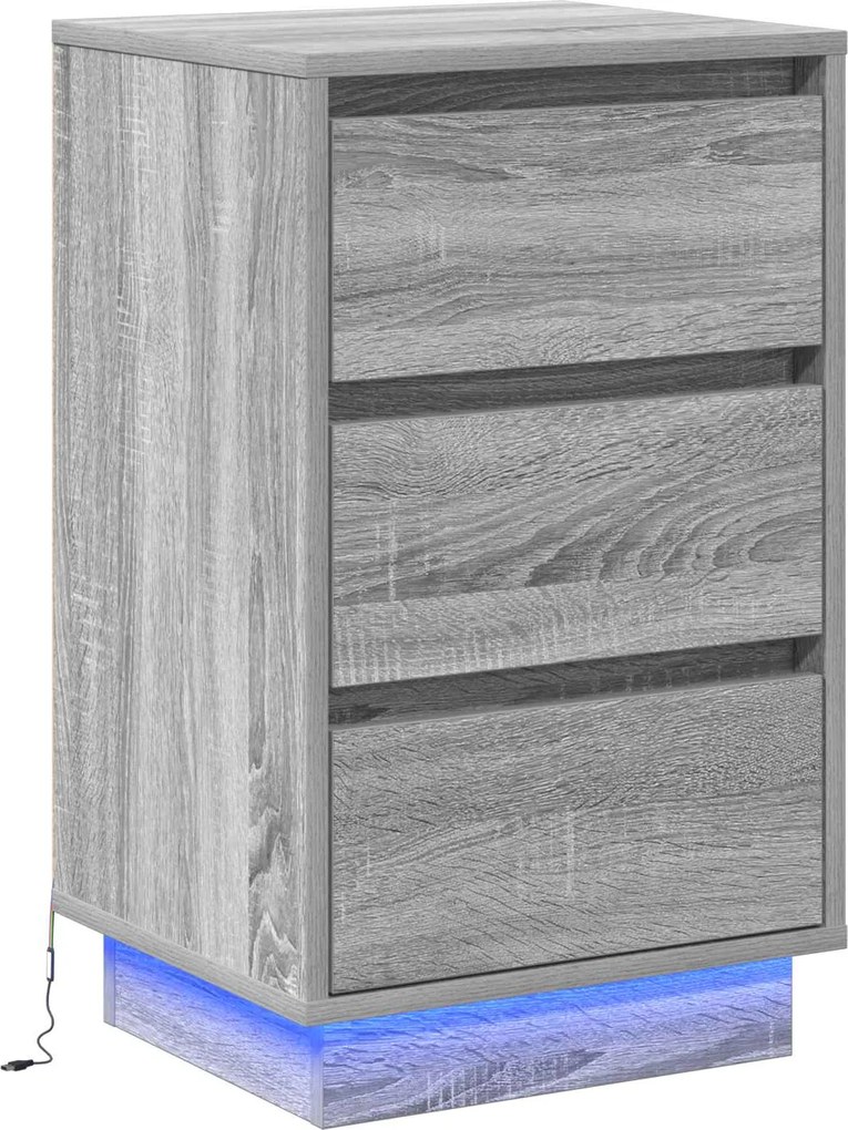 vidaXL Dulap de noapte cu sertar Gri 39 x 34,5 x 65 cm Lemn compozit