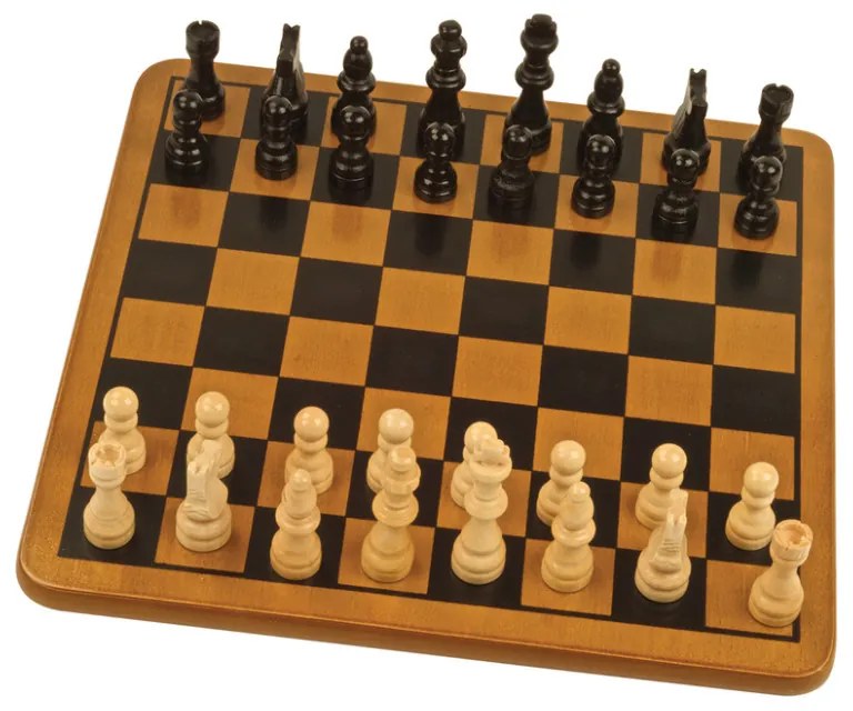 Sah cu tabla si piese din lemn staunton