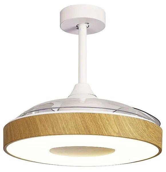 Lustra LED cu Ventilator si telecomanda COIN lemn/alb