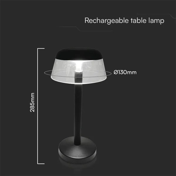 Lampă LED tactilă reîncărcabilă dimabilă de masă LED/3W/5V 3000-6000K negru