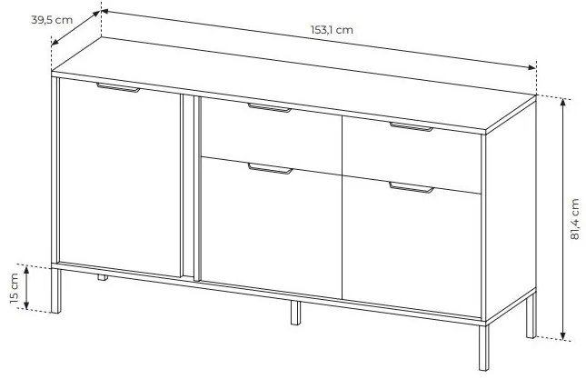 Comodă Lyran 3D2S (antracit + Auriu). 1071354