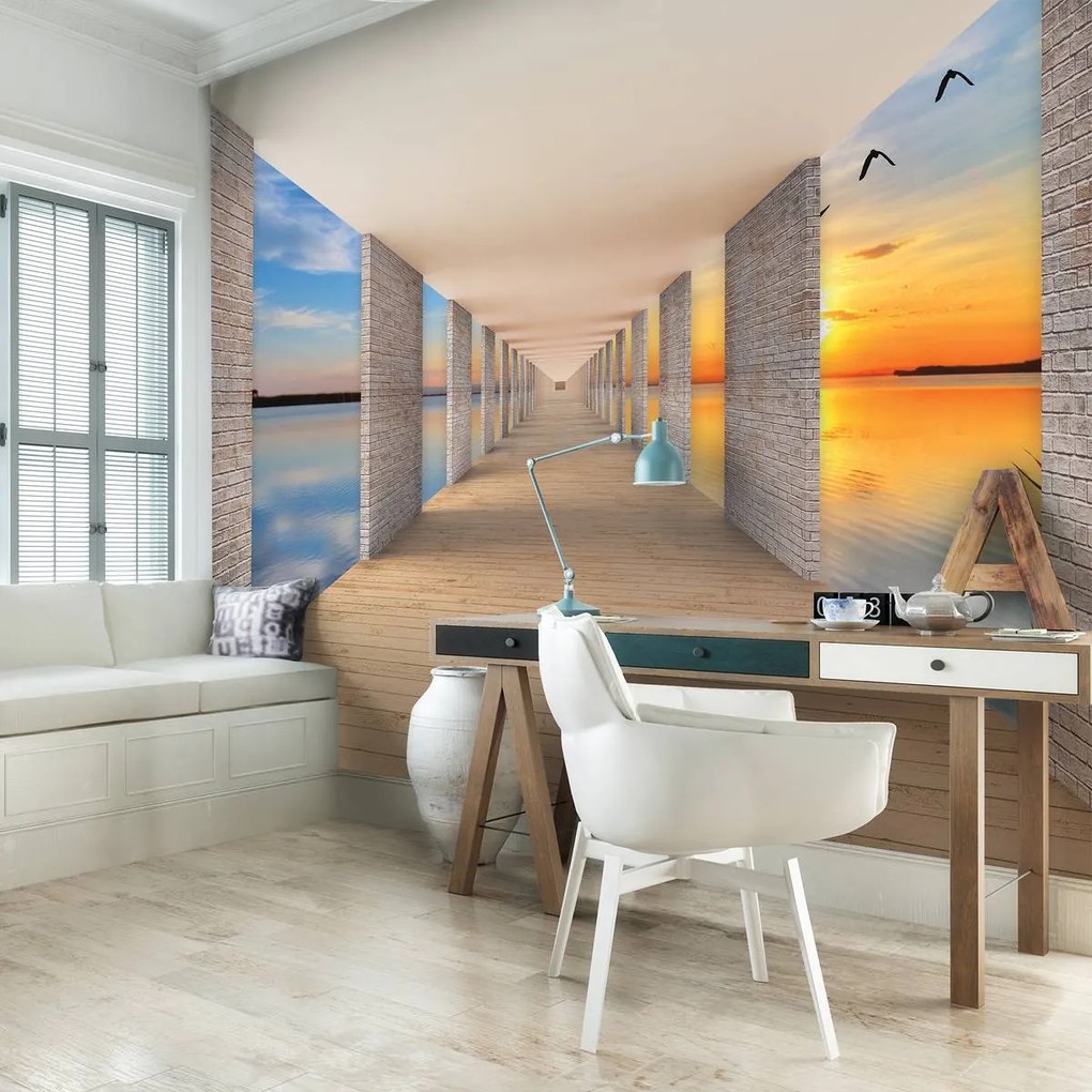 Fototapet - Tunel cu privire spre lac (152,5x104 cm)