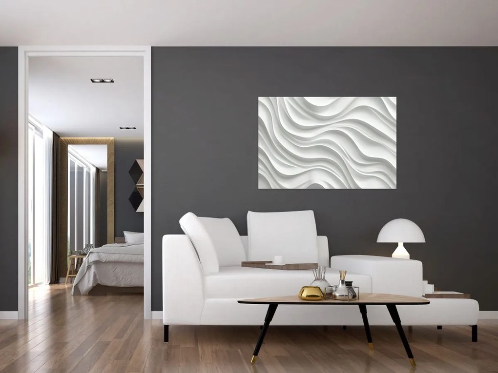 Tablou - Valuri Albe 3D (90x60 cm)