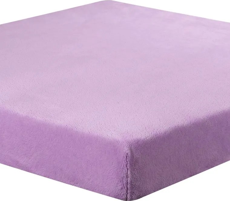 decoDoma Cearceaf cu elastic din micropluş mov 180 x 200 cm