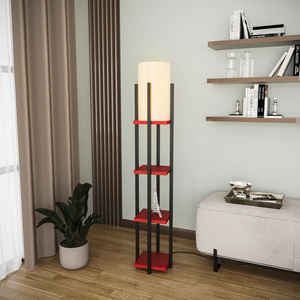 Lampa Raft - 8117 Design interior Lampa de podea Negru Rosu 25x20x130 cm