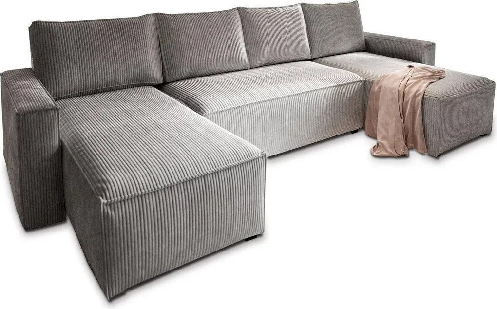 Coltar in forma de U SMART COSARO 295x140 cm, gri deschis