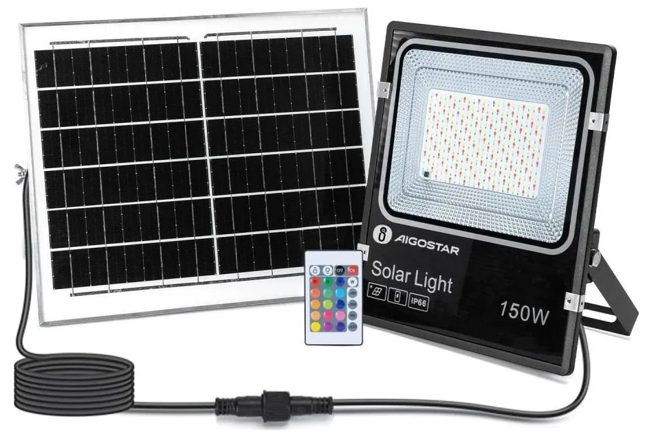Proiector LED RGB solar dimabil Aigostar LED/15W/3,2V IP66 + telecomandă