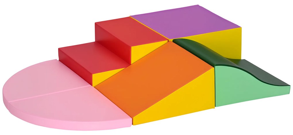 HOMCOM Set de Joacă pentru Copii 1-3 Ani cu 6 Piese de Construcție, 150x100x24 cm, Multicolor | Aosom Romania