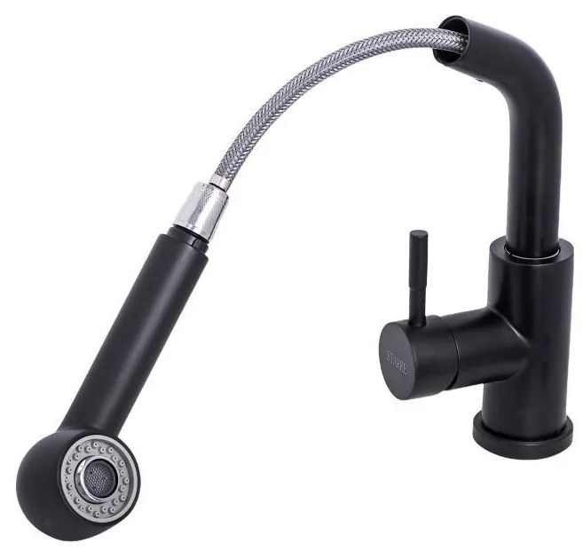 Baterie Bucătărie cu Duș Extractibil, Inox Negru Model HS004 – Design Modern și Funcționalitate pentru Orice Bucătărie