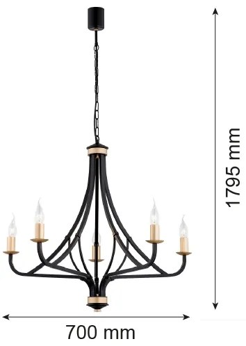 Lustră pe lanț LORENZO 5xE14/7W/230V Argon 2171