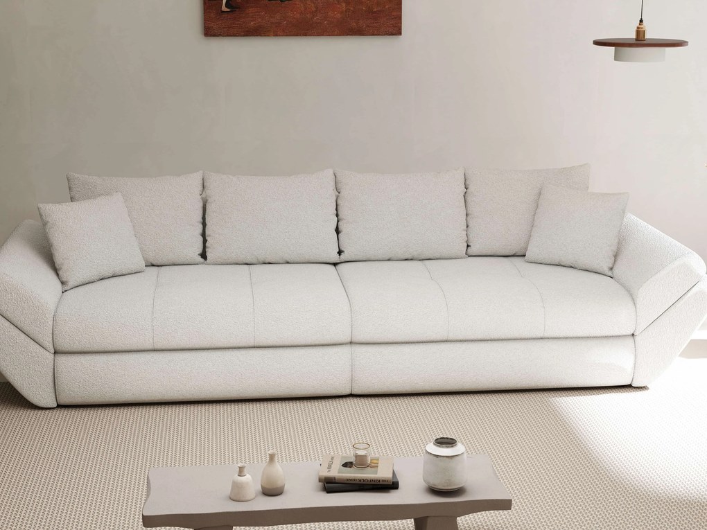 Canapea extensibilă dumonde cu ladă de depozitare si sezut confortabil din spuma high-density, Loana Euphoria Ivory 300x100 cm