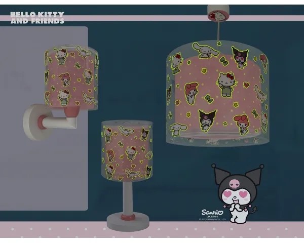 Dalber 41259 - Aplică de perete pentru copii HELLO KITTY & FRIENDS 1xE27/15W/230V, roz