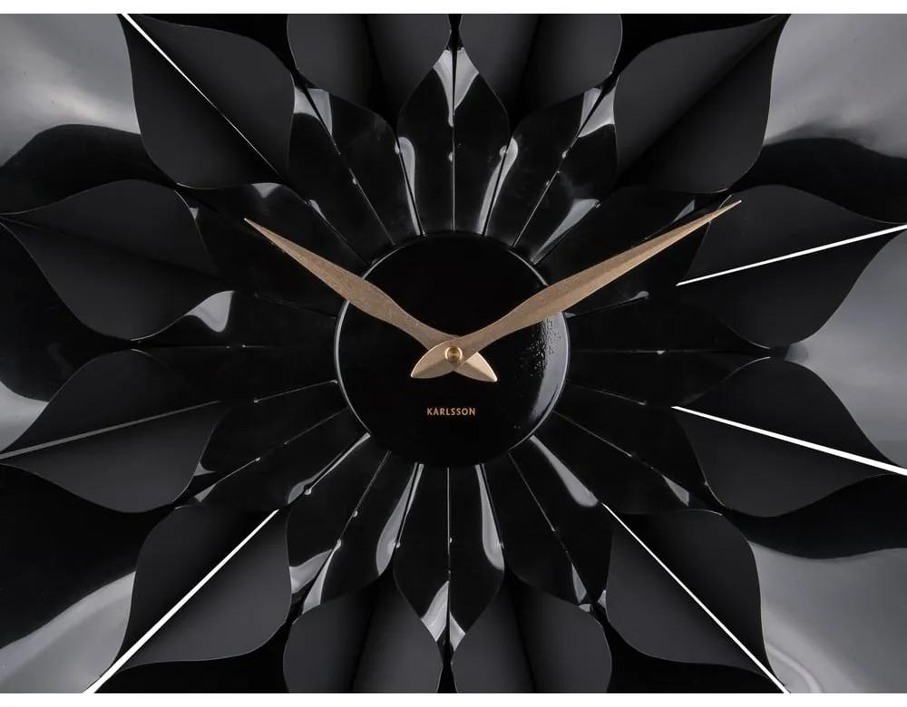 Ceas de perete Karlsson Flower, ø 60 cm, negru