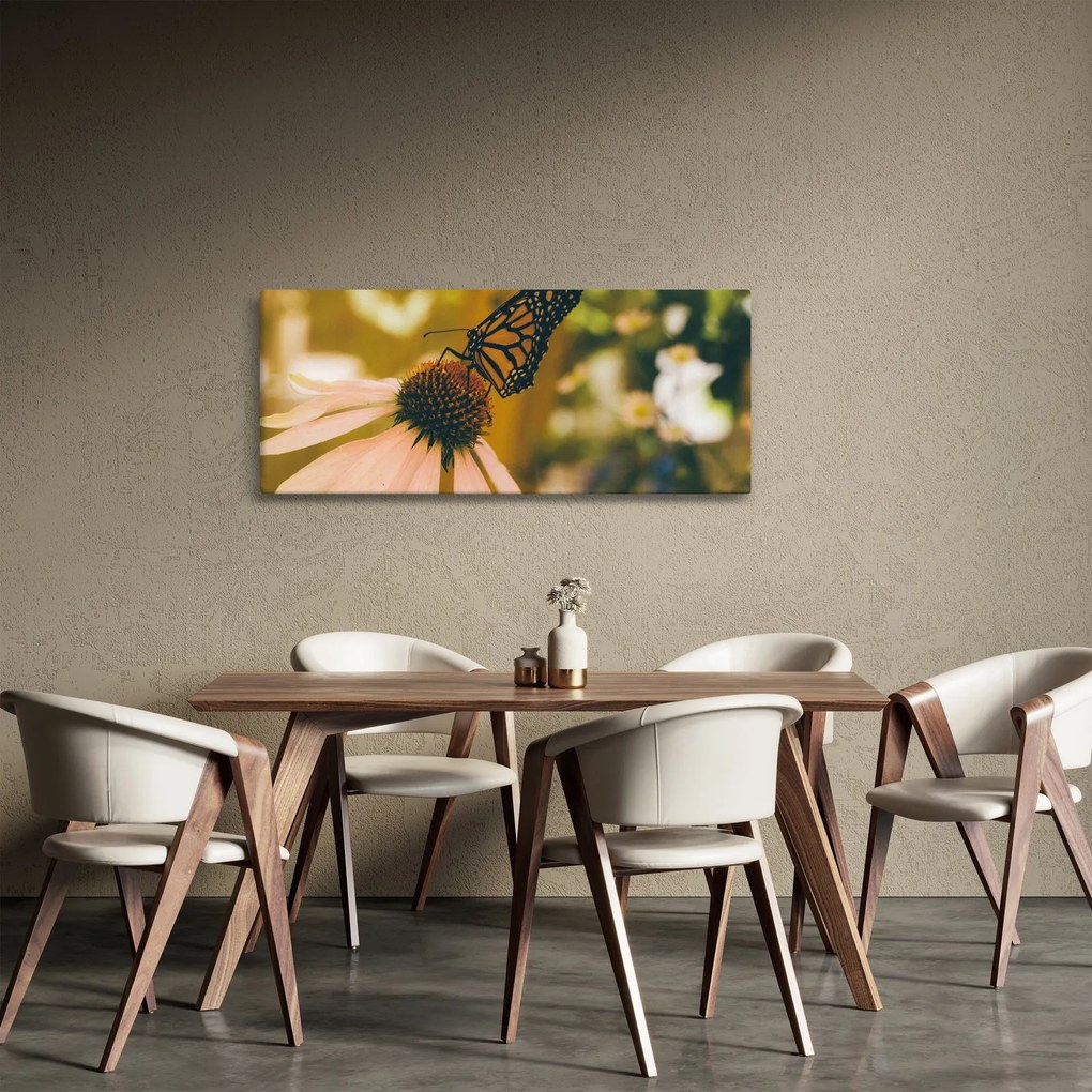 Tablou cu fluture pe floare (120x50 cm)